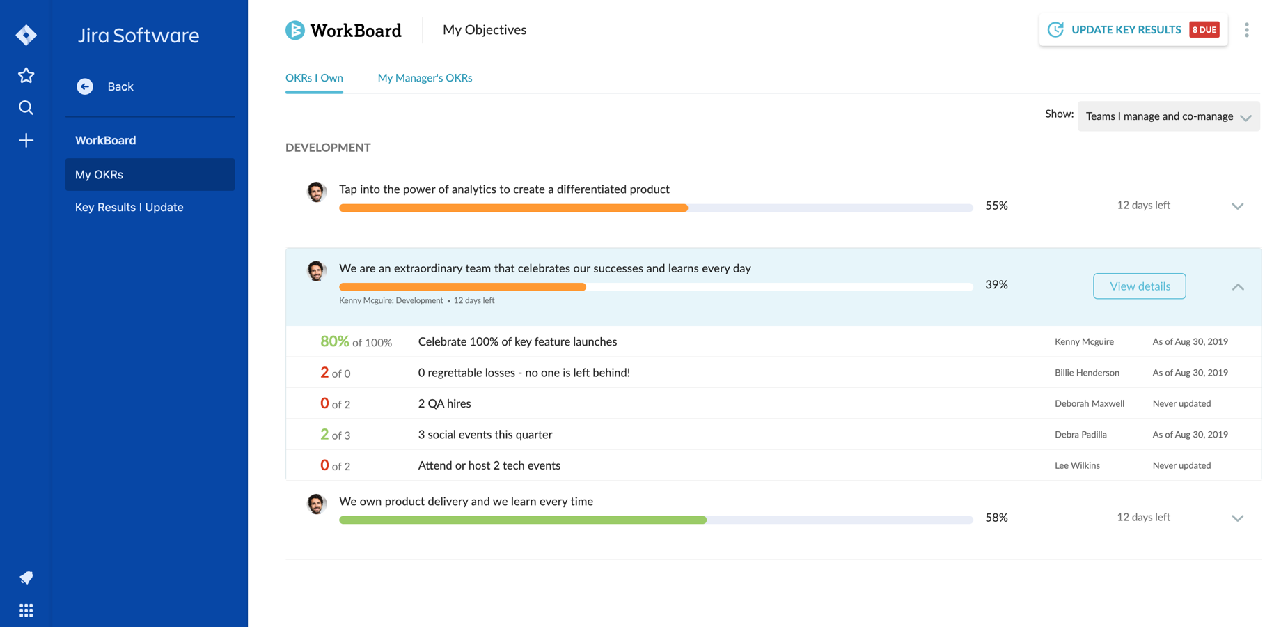 See your work in Jira advance team OKRs
