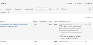 When searching for issues, the checklist type field is shown and it's it possible to collapse/expand its values.