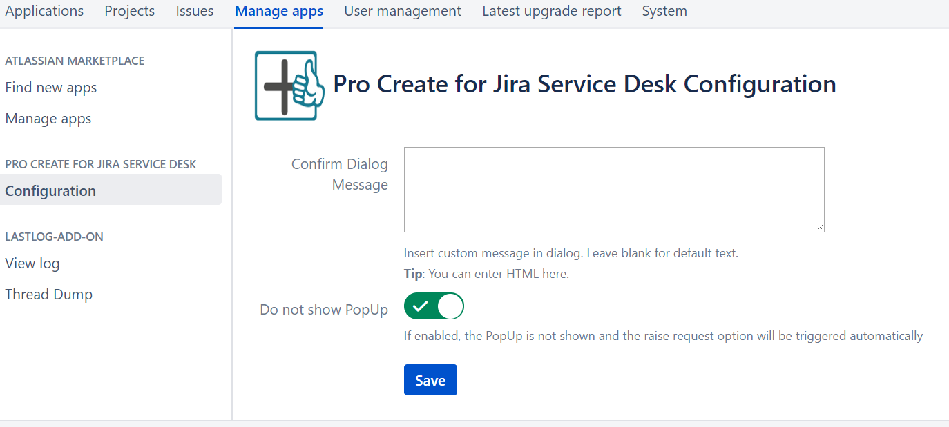 Configurable message and Enforce Option