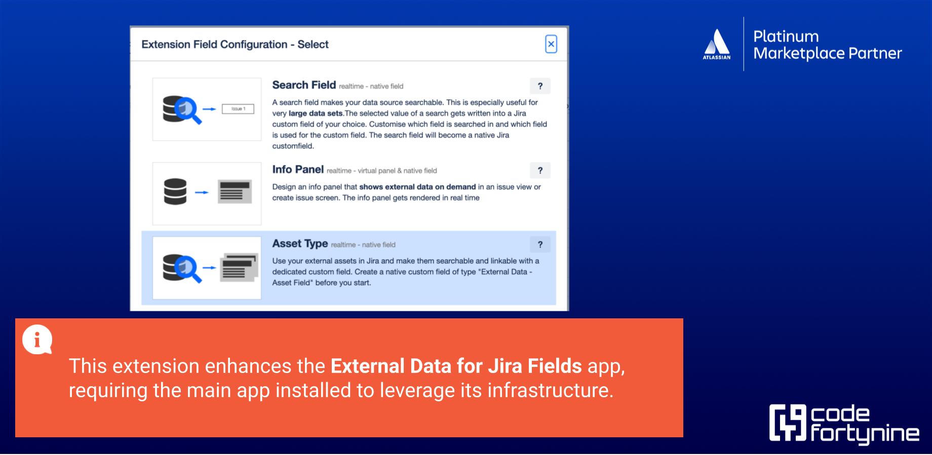 Asset Fields extend the functionality of Jira's custom fields to include assets that are directly linked to your questions
Ideal for tracking & managing physical or digital assets as part of project management processes