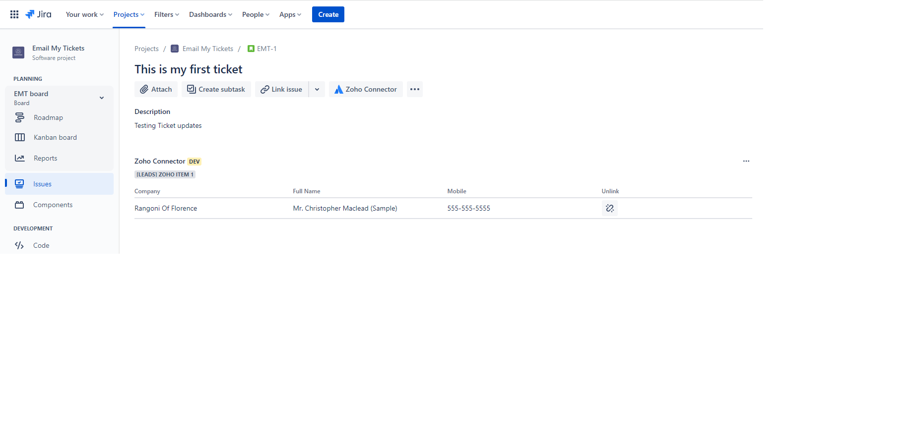 Link Zoho Modules with Records related to Jira