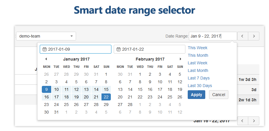 Smart date range selector