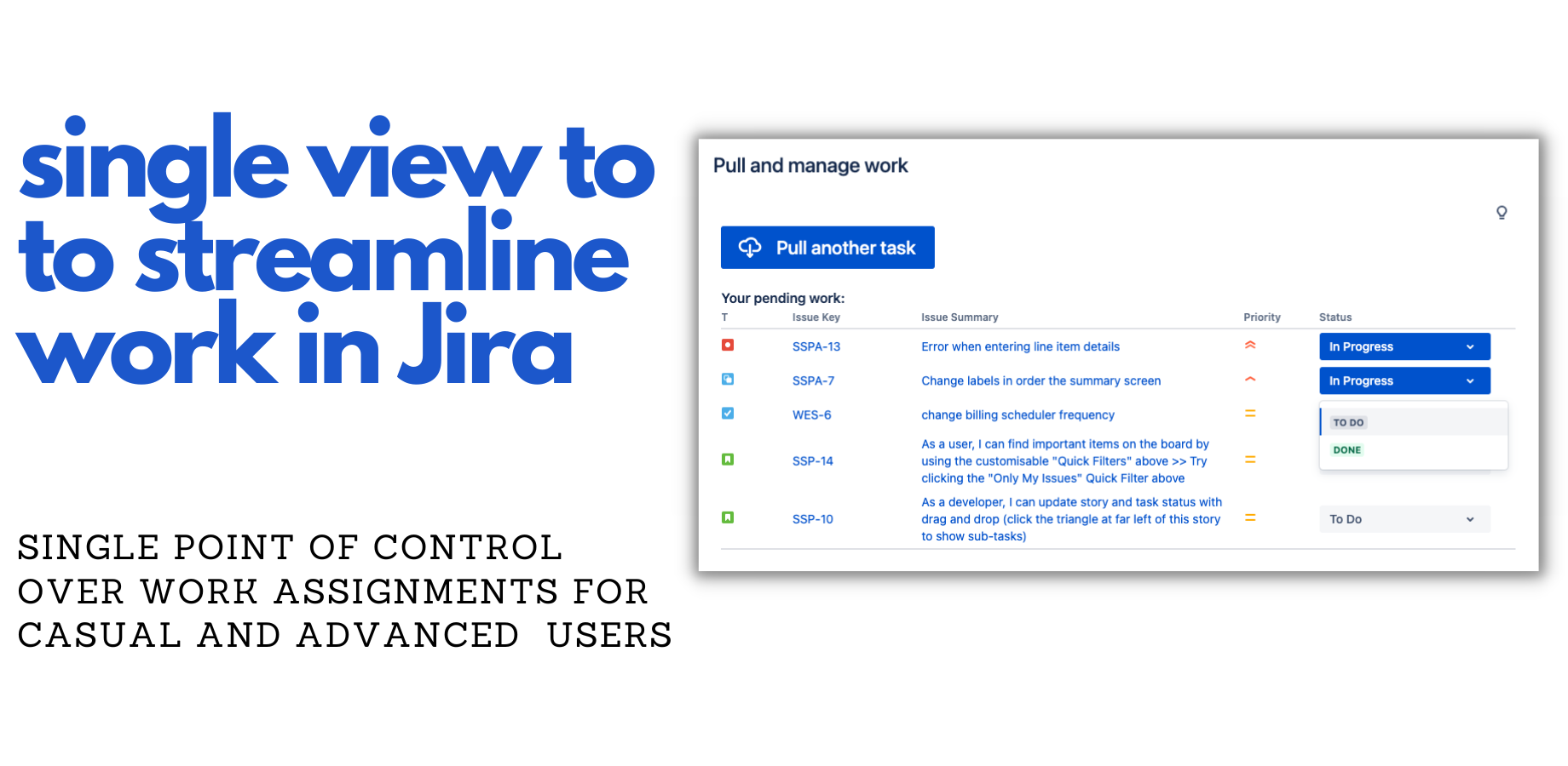 Pull work - Issue management screen.