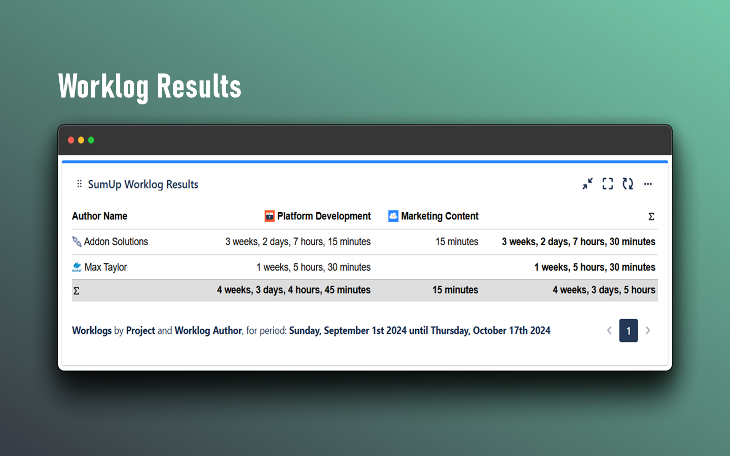 Track and summarize your team's working time
