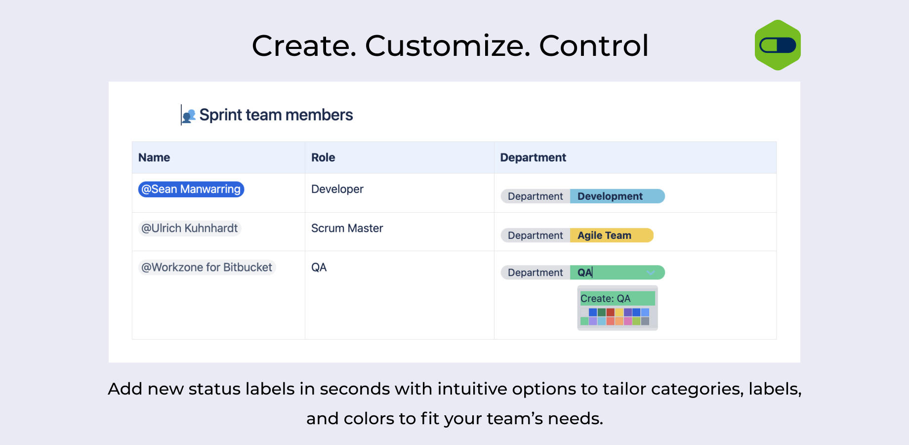 Add and create content status labels