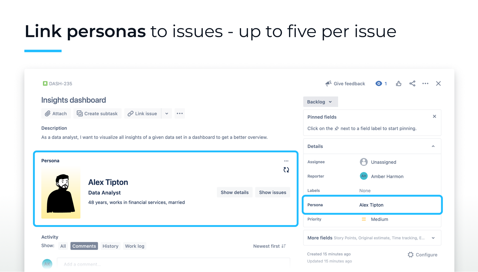 Link personas to issues - up to five per issue