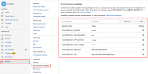 Bitbucket Environment Variables to run RapidDeploy deployment