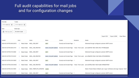 Full audit capabilities for configuration changes and for mail events sent or scheduled - the Log feature is available globally and on space level