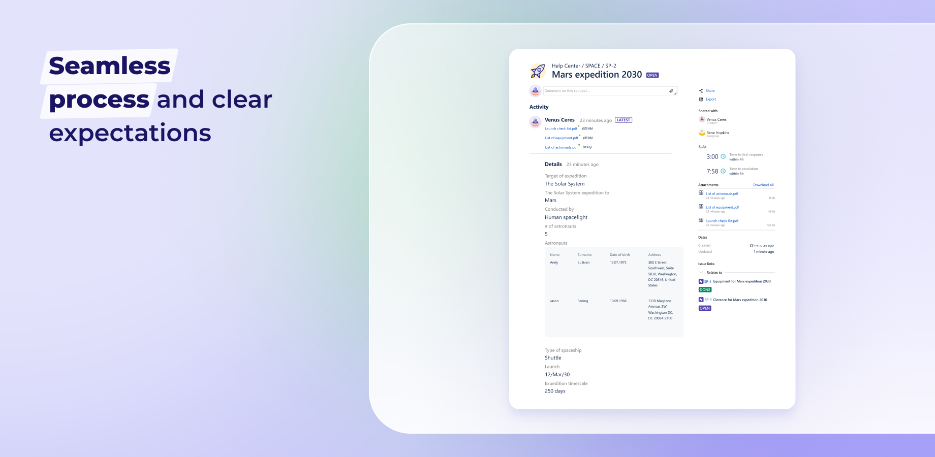 Seamless process and clear expectations