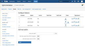 Advanced Select List configuration screen