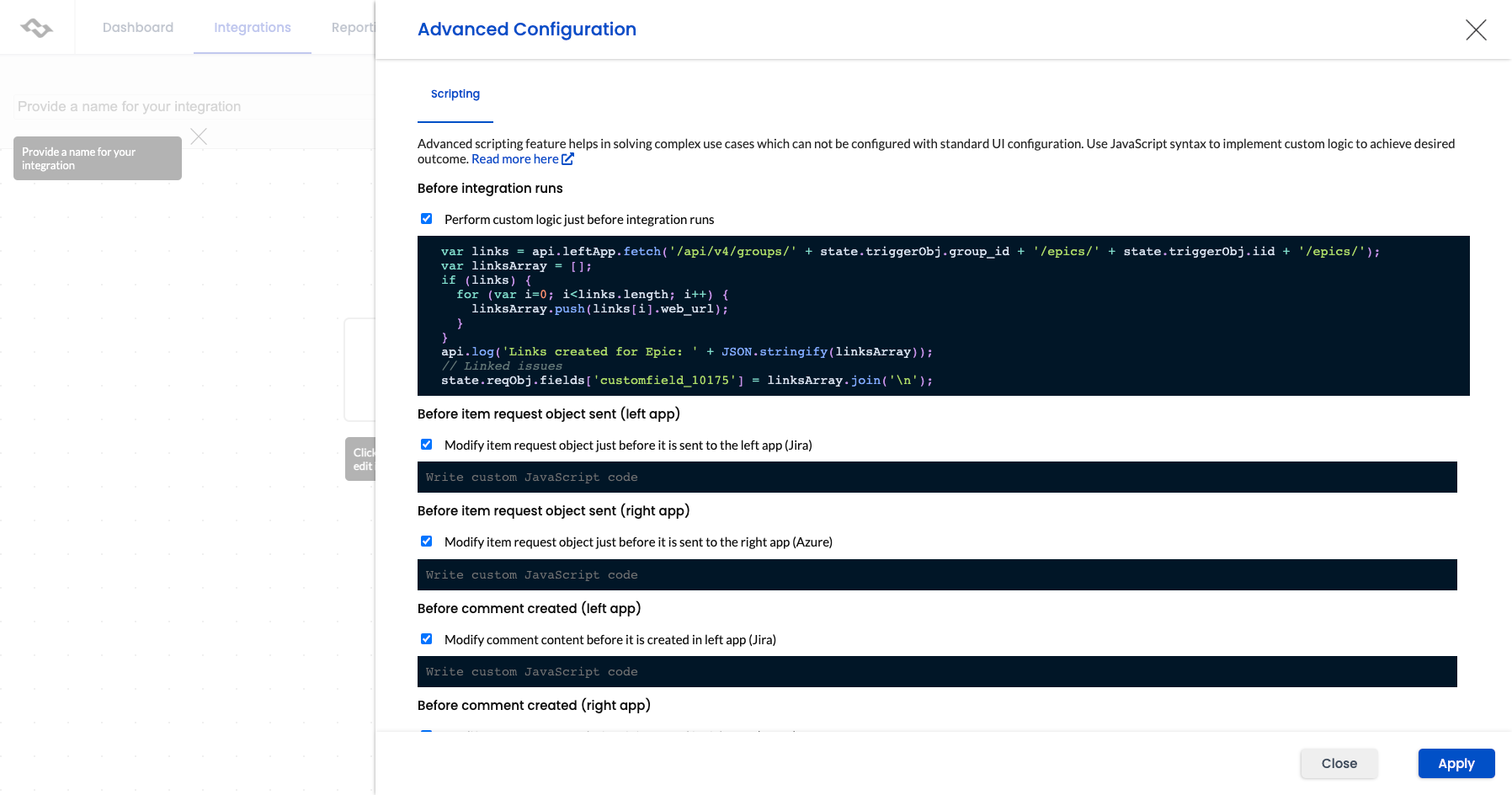 Advanced scripting on top of an easy to use UI
