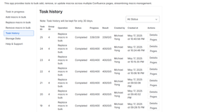 Task history