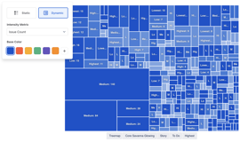 Highlight critical issue concentrations with advanced color modes. Use Categorical palettes for groups or Heatmap mode to identify intensity based on live metrics like time spent or priority.
