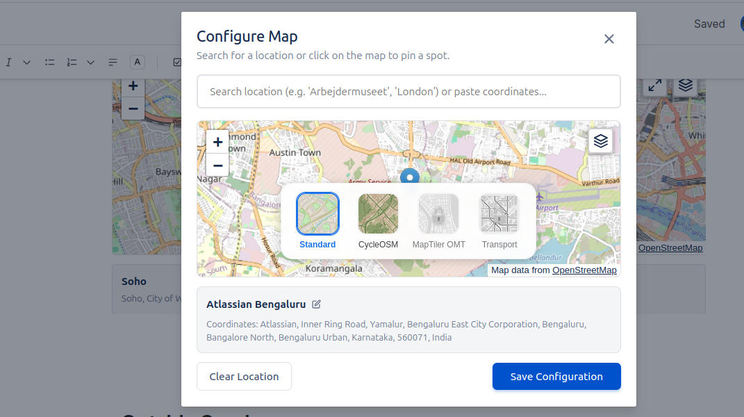 Map layer / tile selection