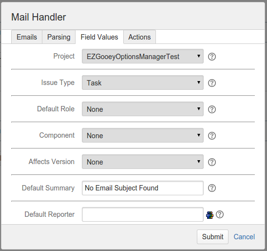 The configuration form with the Field Values tab selected.