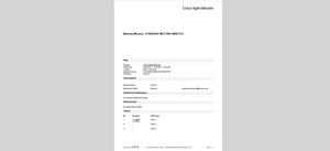 PDF Preview (Part 1)
Preview the generated meeting minutes PDF including attendee details, agenda, and discussions—exactly as your team will receive it.