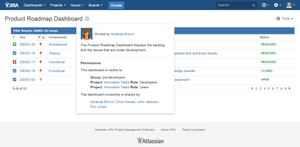 Dashboard details dialog conveniently located on the dashboard page.