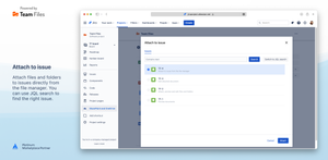 Link to issue — Attach files and folders to issues directly from the file manager. You can use JQL search to find the right issue.