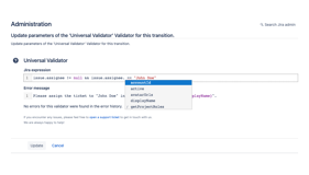 Additionally, our input fields provide autocompletion to support you in writing the expressions and error messages you need for your use case.