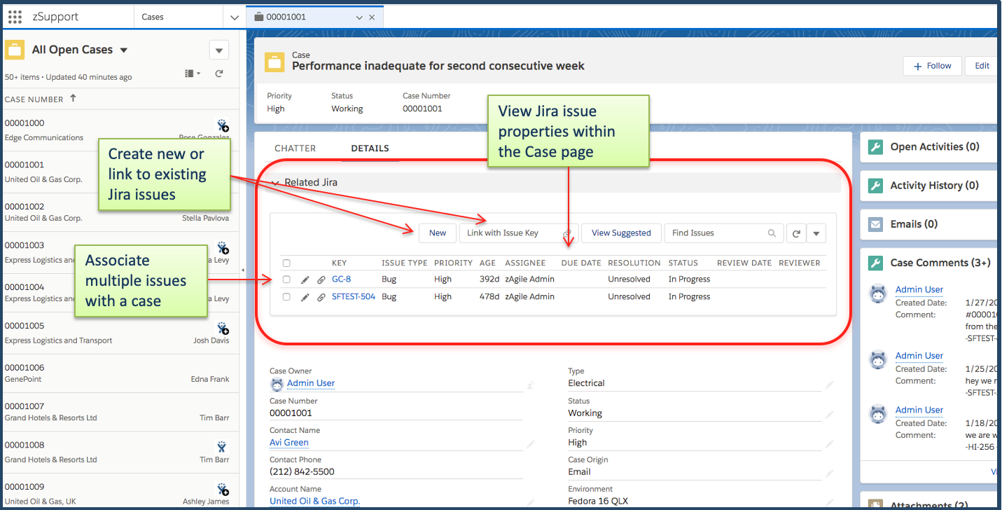 Jira issue creation, linking and tracking from Salesforce