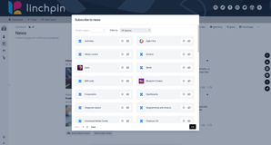 The news subscription overview features filters, a search bar, a space news preview and detailed information regarding any space available for subscription.