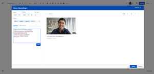Paste Zoom recording link to manually insert