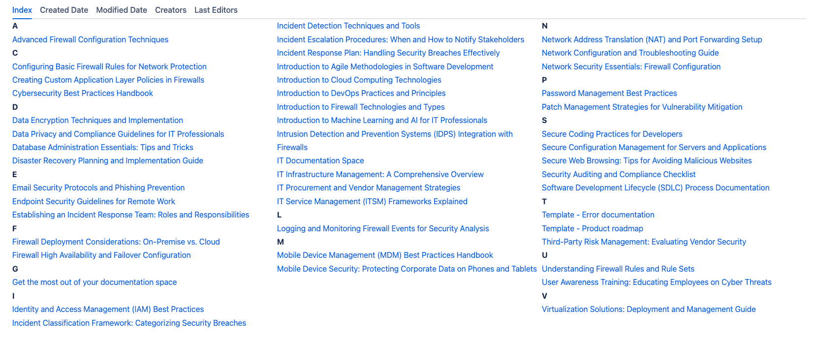 Space Page Index Macro