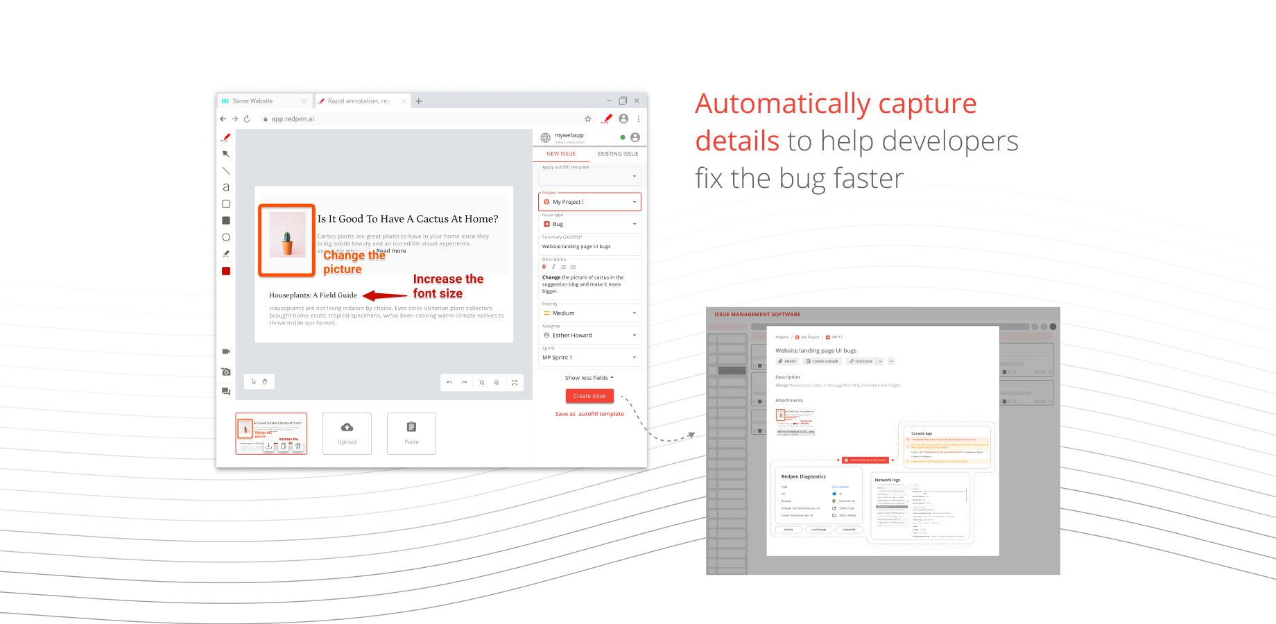 View the auto-attach Redpen Diagnostic in Jira