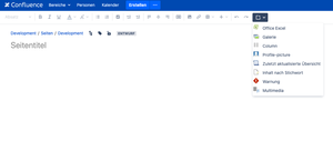 Menu of configured macros to add to the confluence page