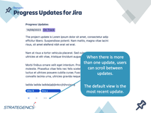 Multiple updates can be added and then scroll through the history