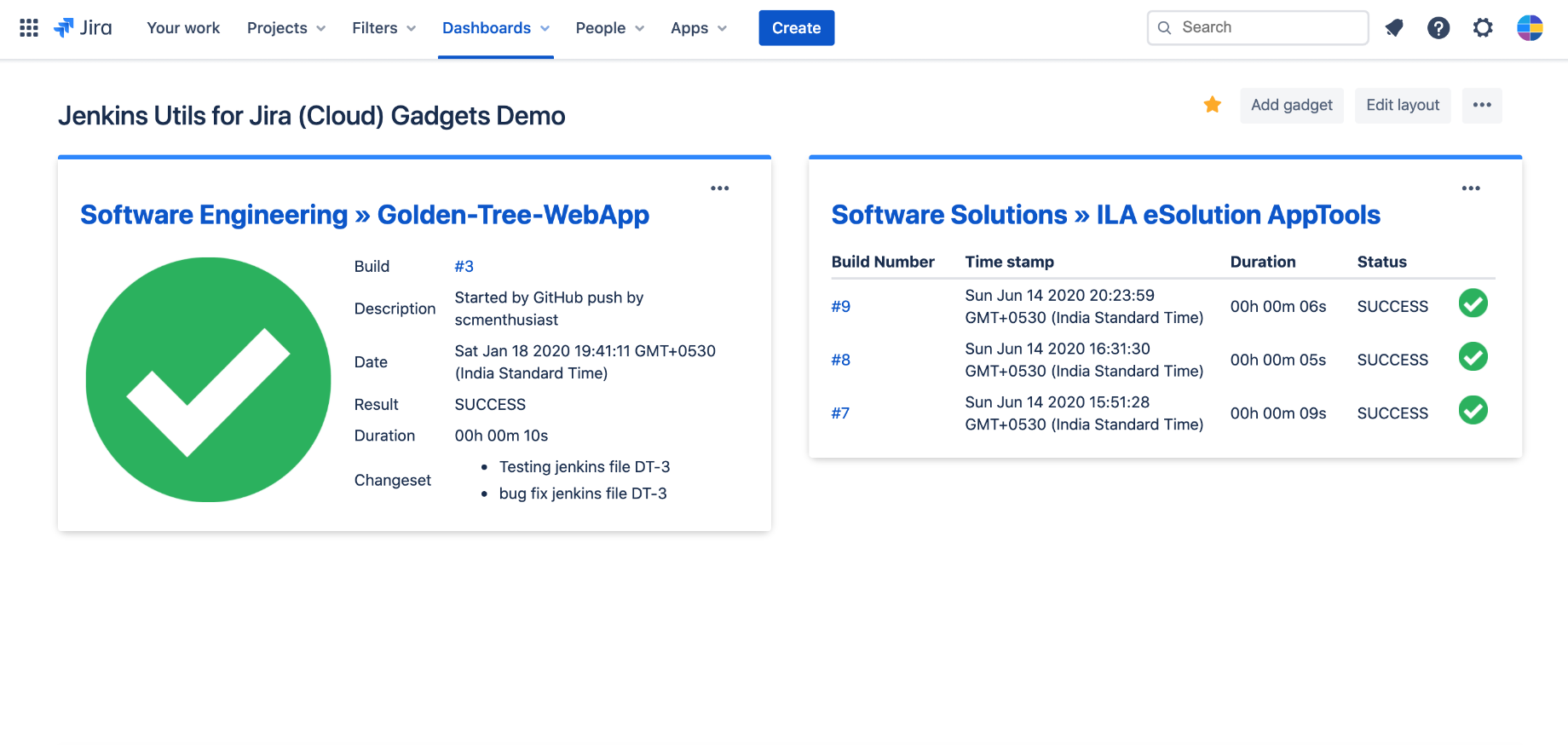 Amazon Codesuite and Jenkins Gadgets