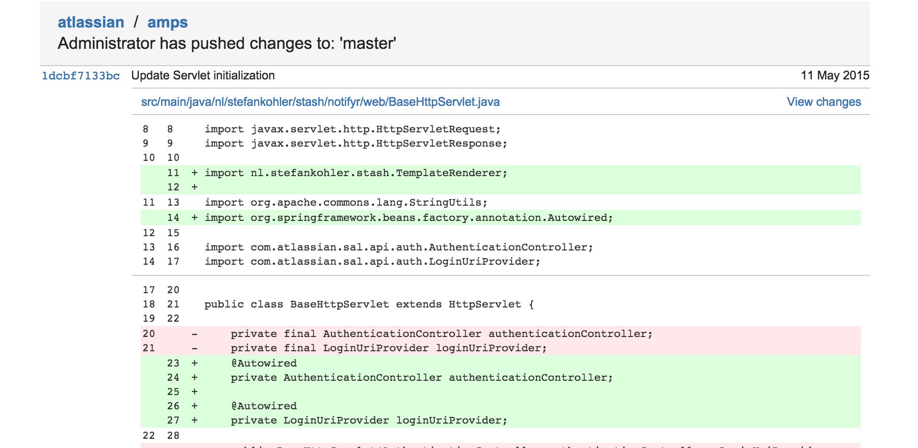 Changes included in your email notification