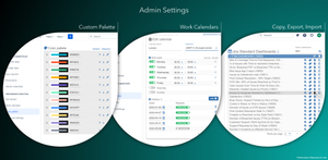 Admin settings: Custom color palette, Team calendars, Copy / Export / Import gadgets