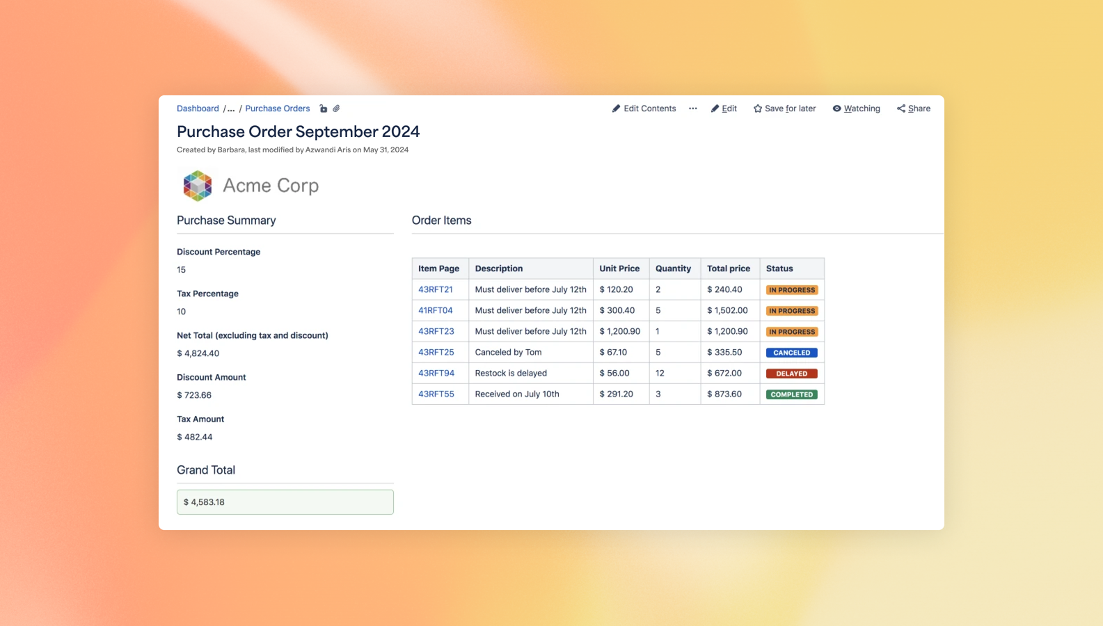 Scaffolding’s metadata, which lives within the page content, transforms information on Confluence pages into structured data that can be easily accessed, summarized and evaluated, enabling more informed decisions.