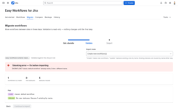 Export, validate, then import — nothing changes until the last step