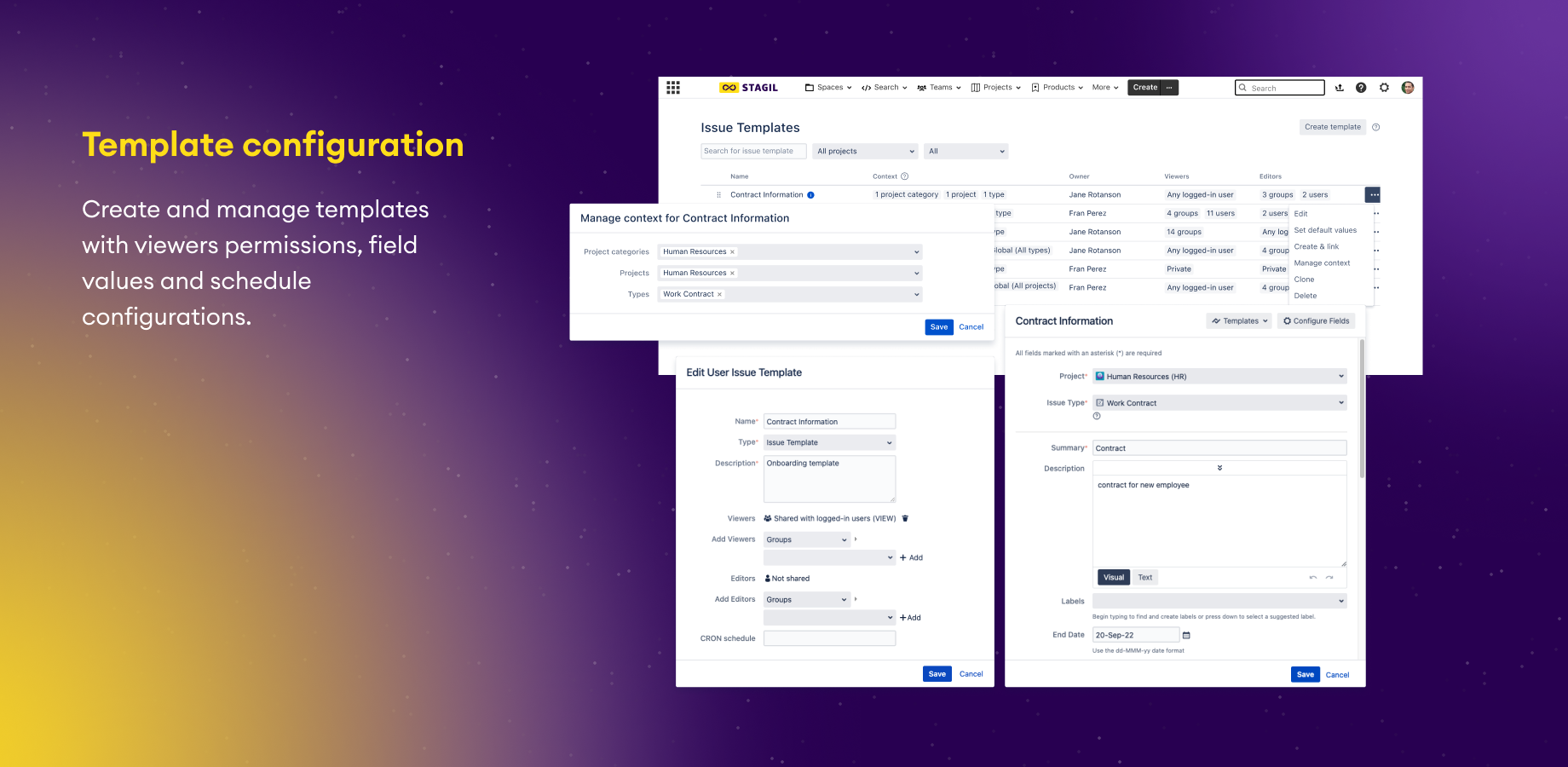 Share, schedule and manage templates