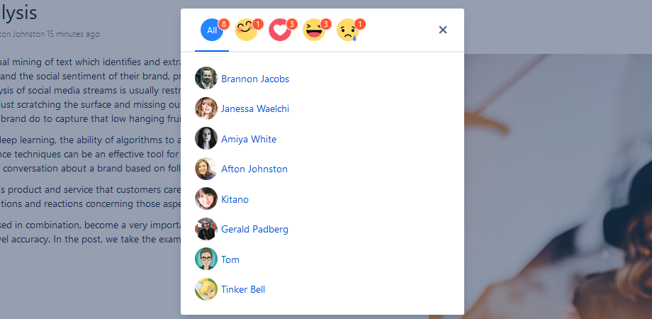Emotions summary dialog