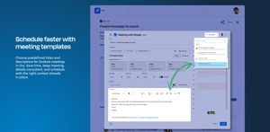 Use meeting templates in Jira to create Outlook meetings with predefined titles and descriptions. Save time, keep meeting details consistent, and reduce repetitive setup when scheduling.