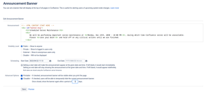 This is the 'Edit Announcement Banner' screen.
As you can see, this screen mimics Jira's Announcement Banner behavior to ease the configuration process.