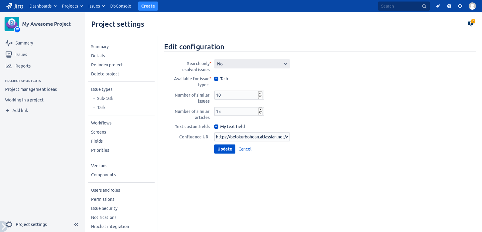 Configure search results for every project