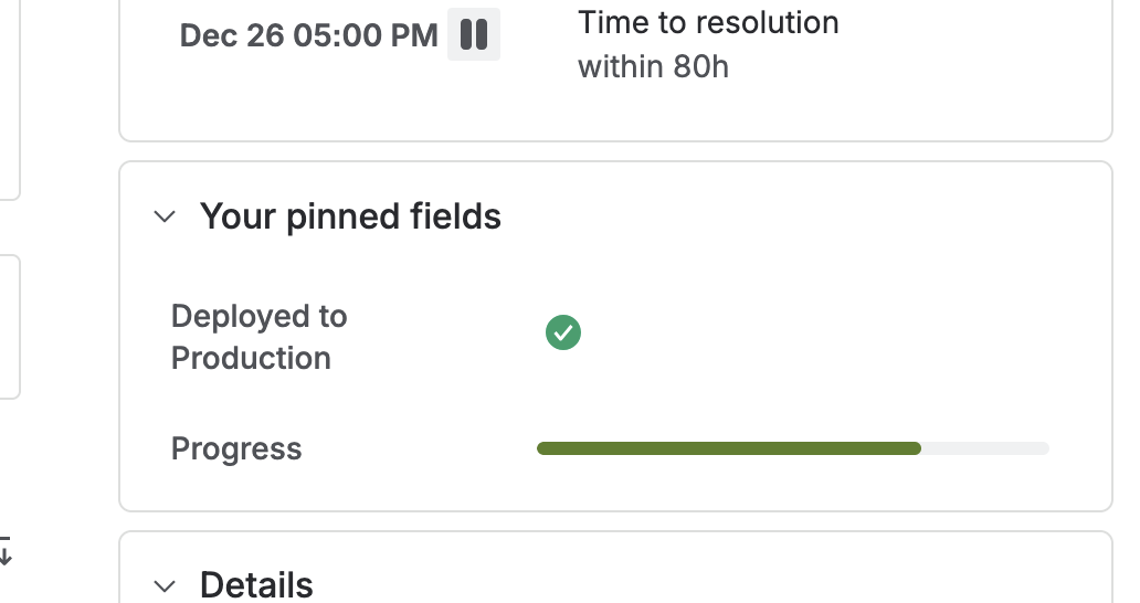 Yes or No and Progress fields are available