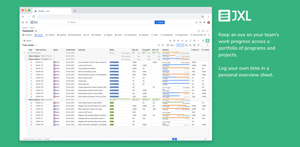 Keep an eye on your team’s work progress across a portfolio of projects. Log your own time in a personal overview sheet.