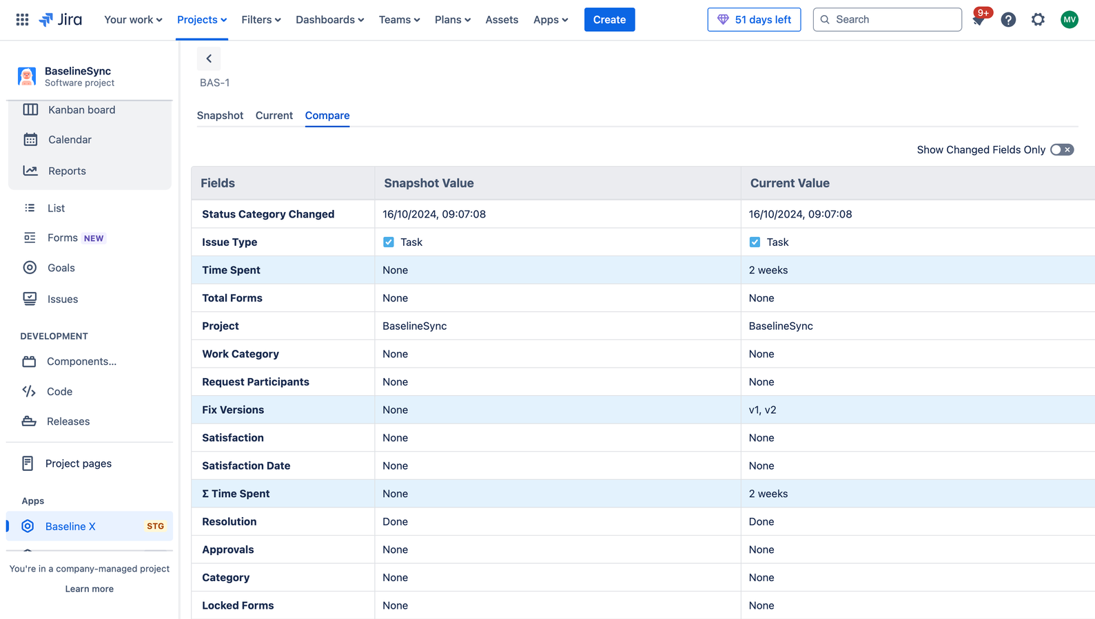 ​Get complete traceability with snapshots captured when a baseline is committed. Preserve issue states as a historical reference to monitor changes and ensure visibility throughout the project lifecycle.