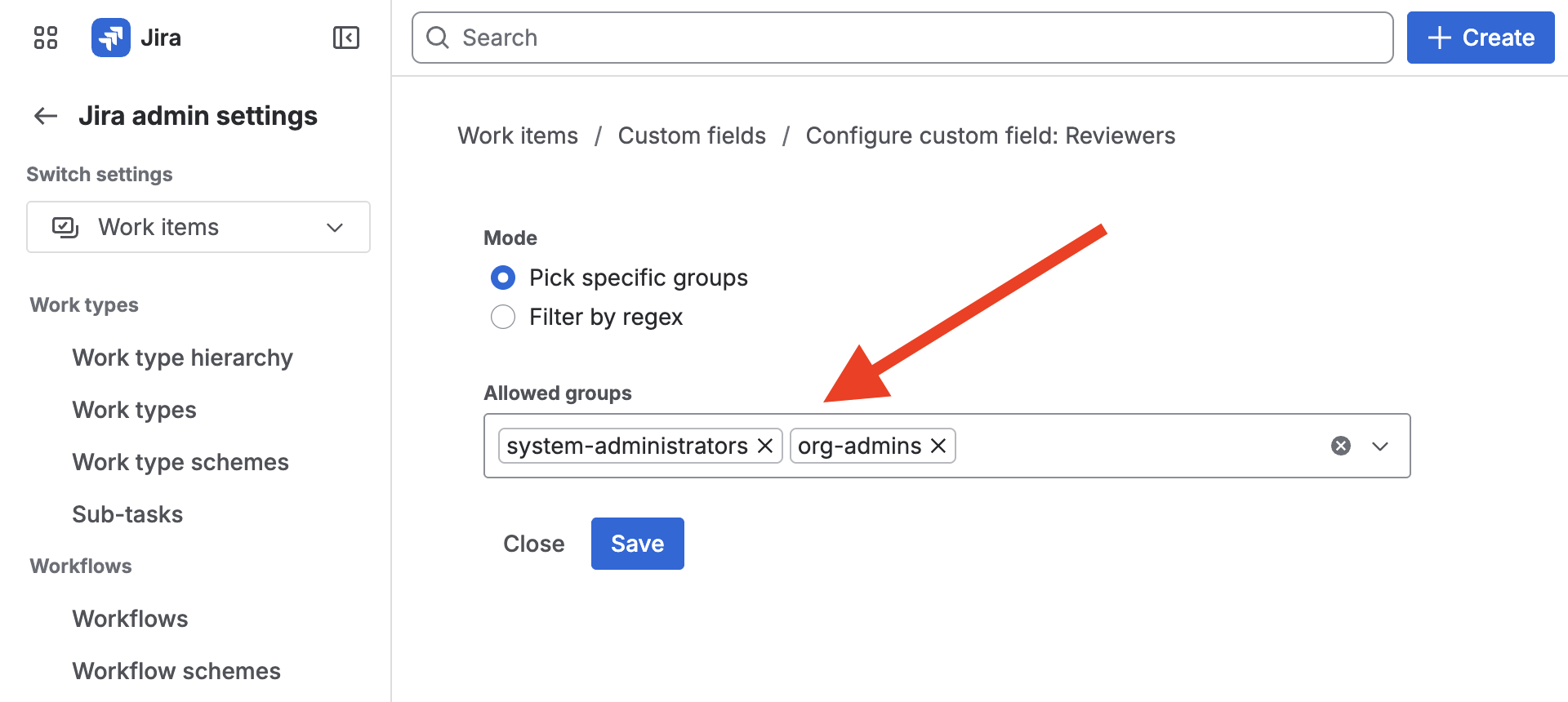 Choose specific groups to appear in your picker