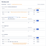 Flexible file size limit checking for different group of users