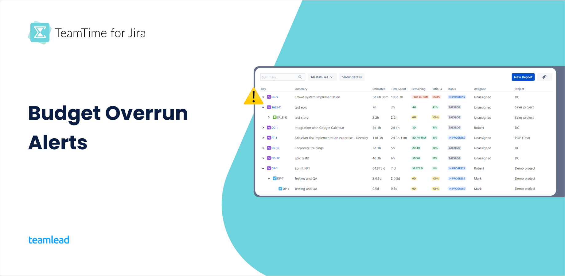 Track real-time budget overruns and remaining hours directly inside Jira issues for instant delivery control.