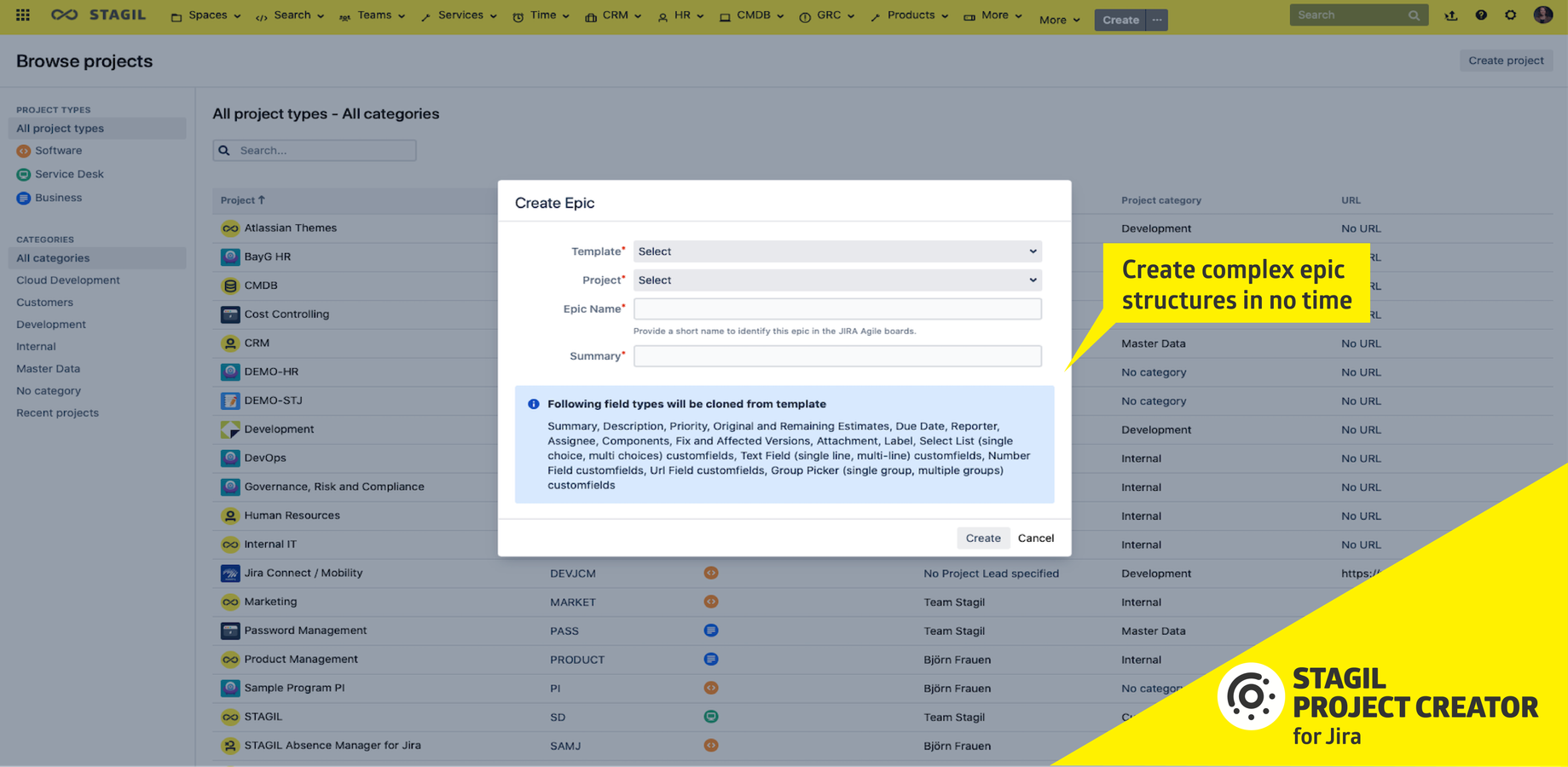 Epic Templates for Recurring Issue Structures