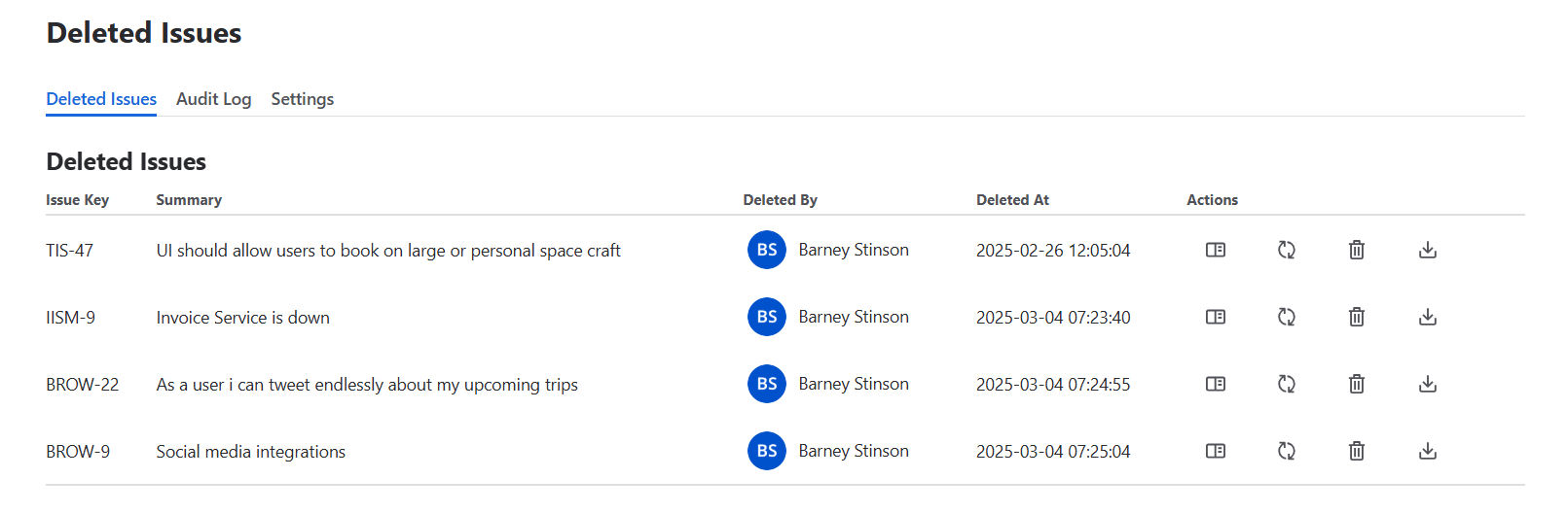 Track Deleted Issues