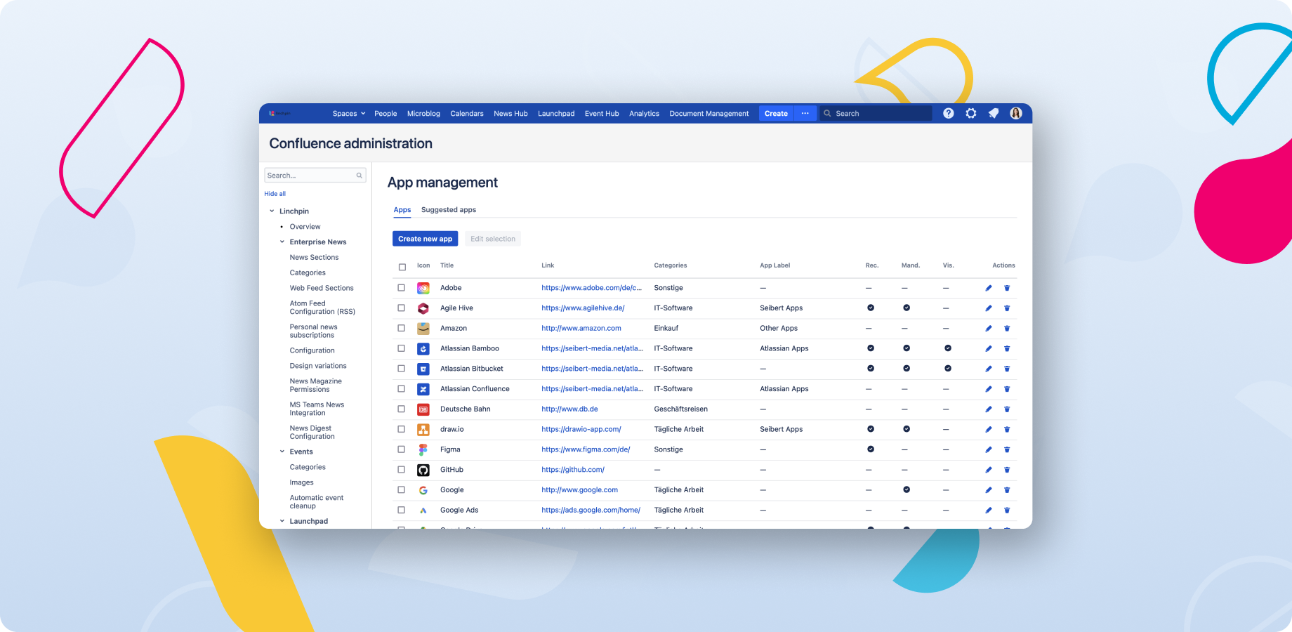 Add and manage apps in the global administration.