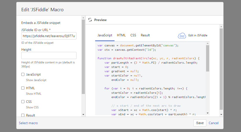 Macro options support customizing